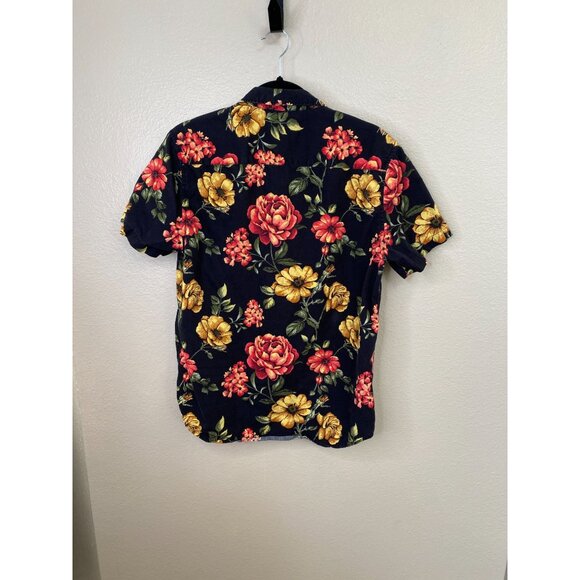 Forever 21 Mens Floral Print Short Sleeve Button-Up Shirt M Black Multicolor - Picture 3 of 6